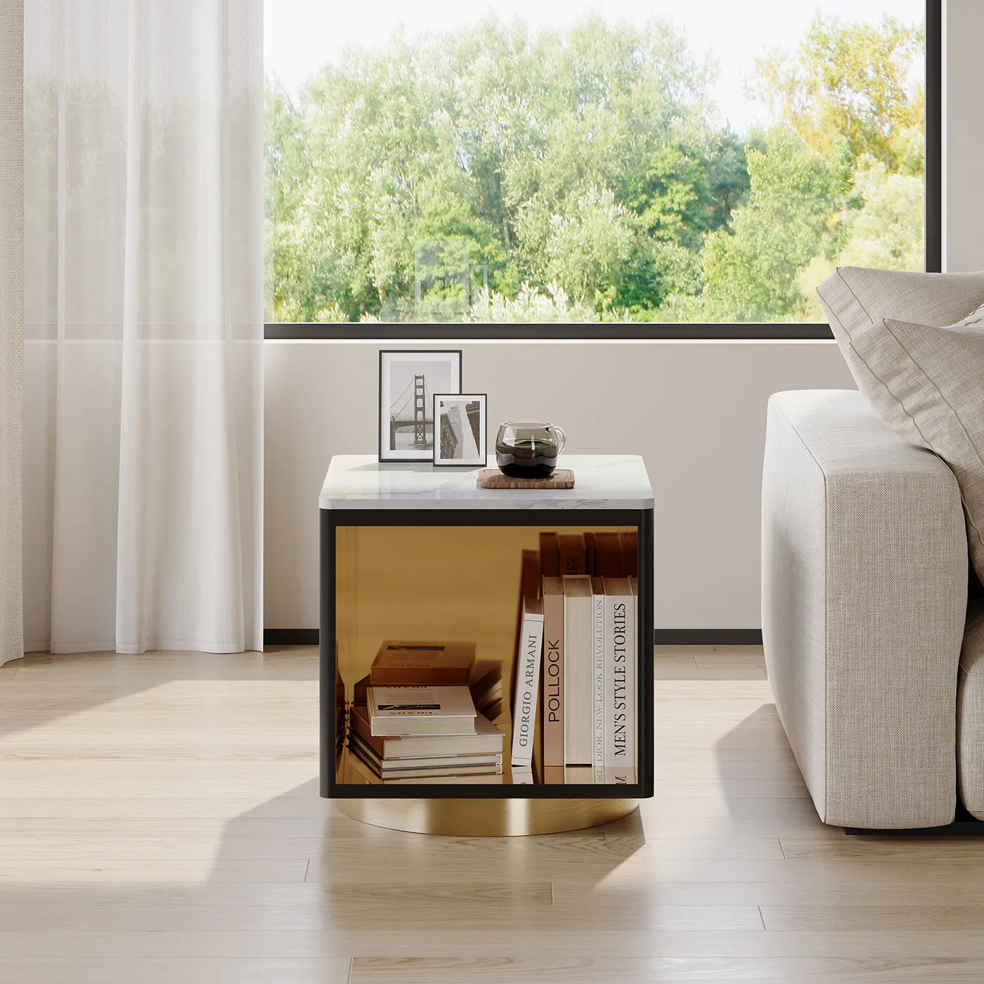 George Side Table with LED Light and Storage image