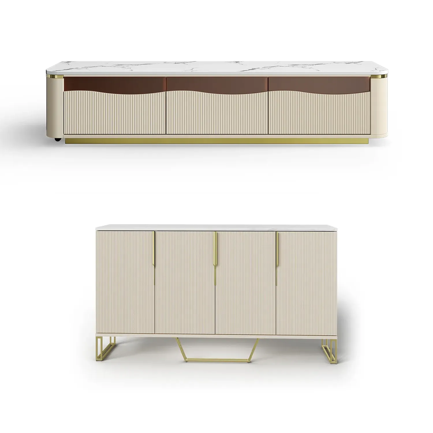 GlowStream Extendable TV Stand & Sideboard Set