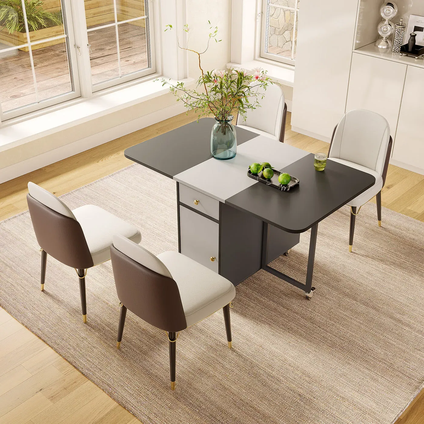 Jackson Folding Dining Table Set with 4 Chairs - Black