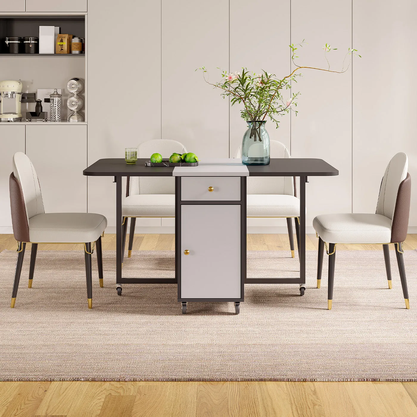 Jackson Folding Dining Table Set with 4 Chairs - Black