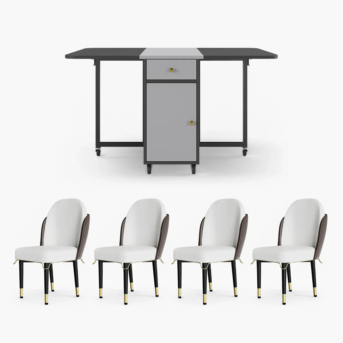 Jackson Folding Dining Table Set with 4 Chairs - Black image