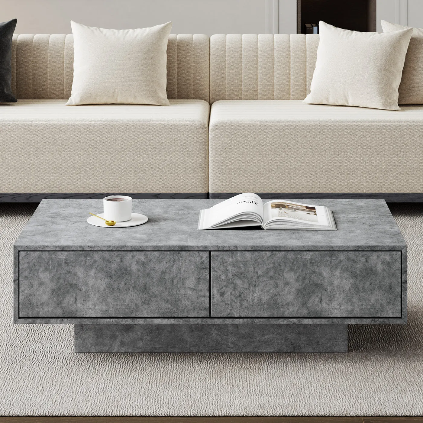 Jackson Rectangle Coffee Table with Storage - Gray