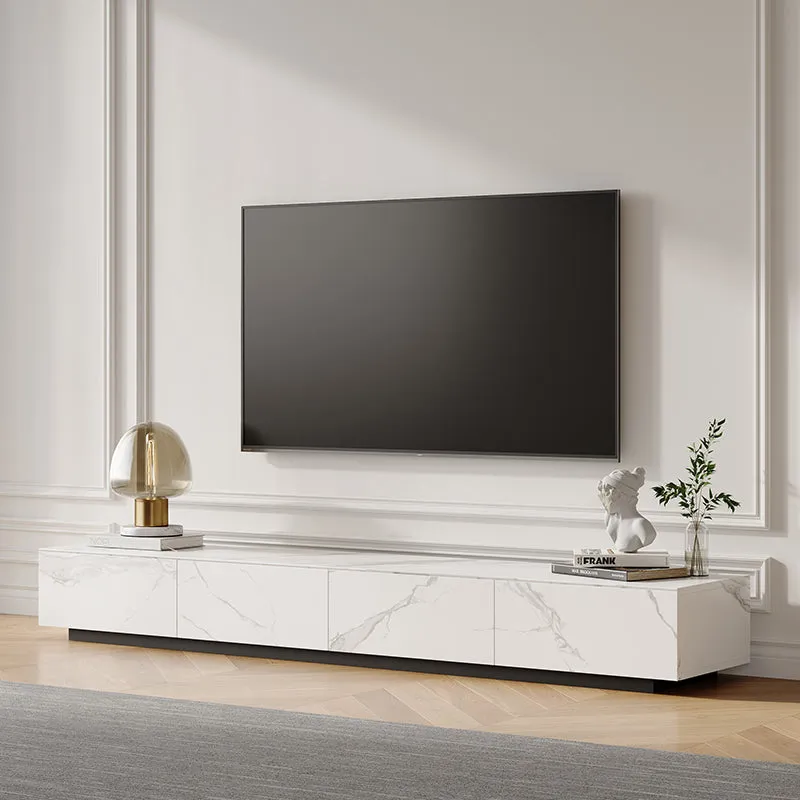 Jackson TV Stand with Drawers - White, Faux Marble