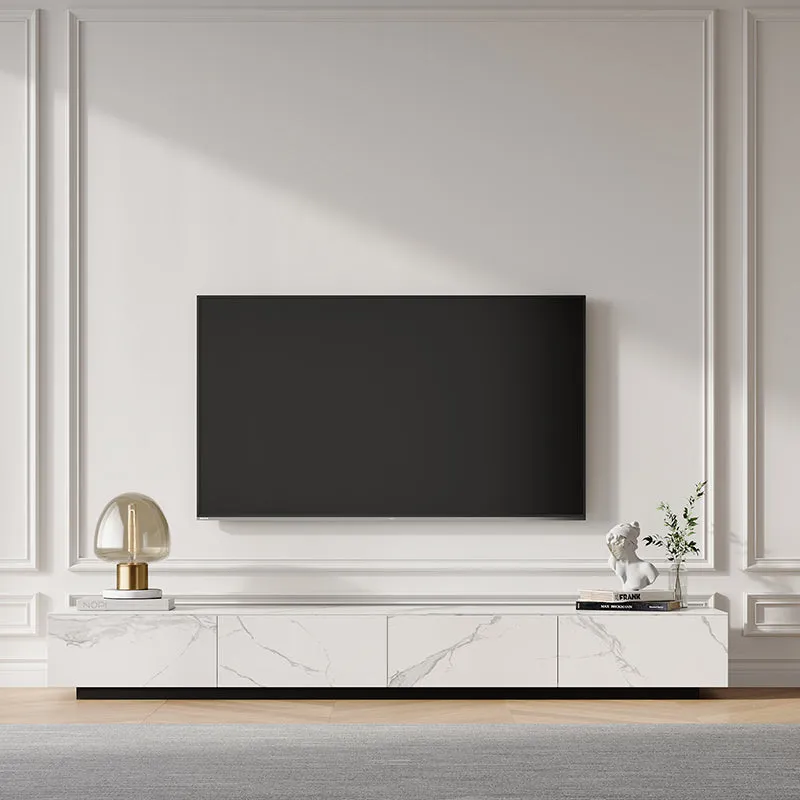 Jackson TV Stand with Drawers - White, Faux Marble