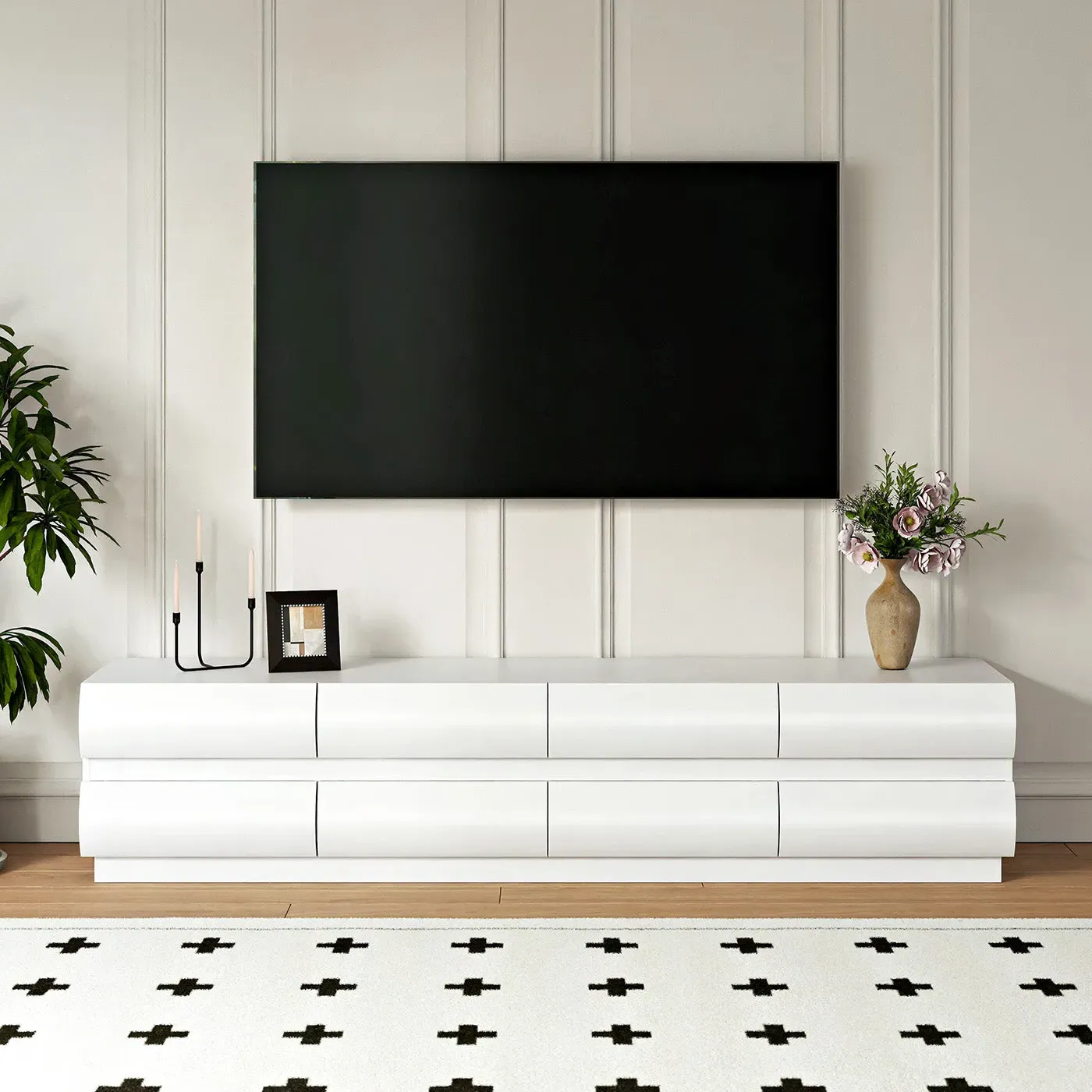 Kelly Nordic TV Stand & Coffee Table Set - White