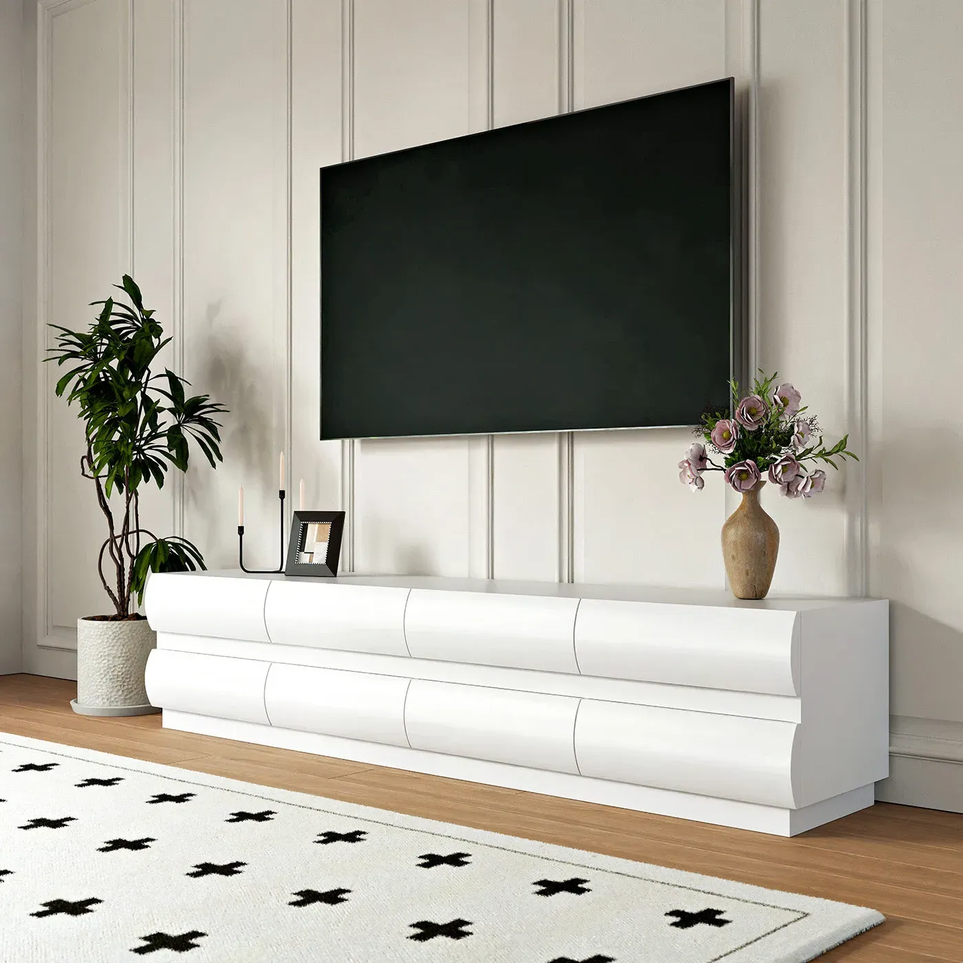 Kelly Nordic TV Stand & Coffee Table Set - White