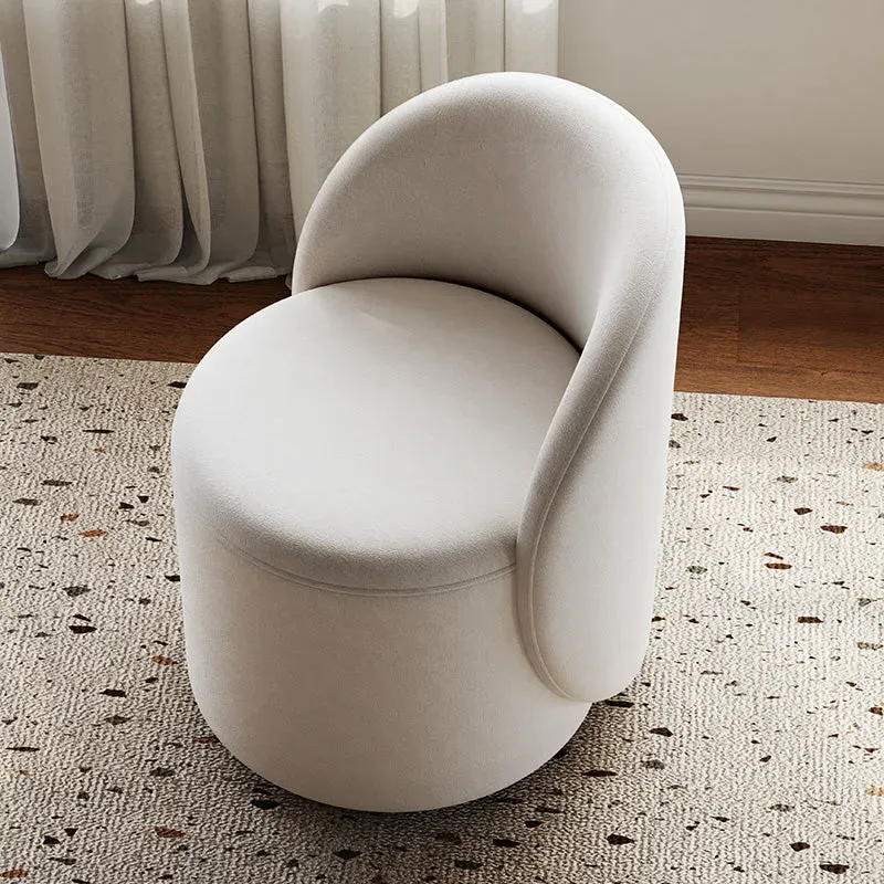 Kelly Round Back Swivel Vanity Stool - White