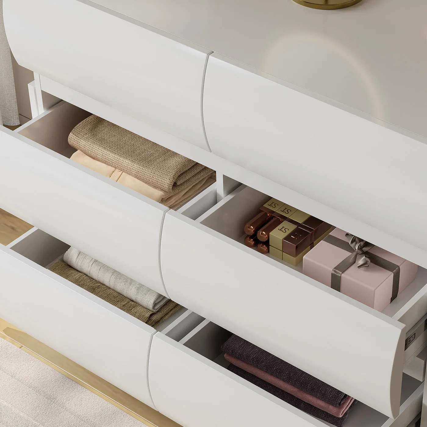 Kelly Small Space Dresser with Rounded Drawers - White