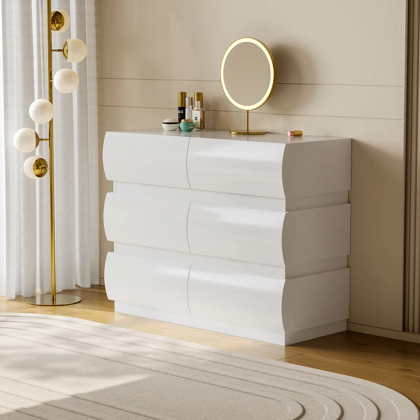 Kelly Small Space Dresser with Rounded Drawers - White image