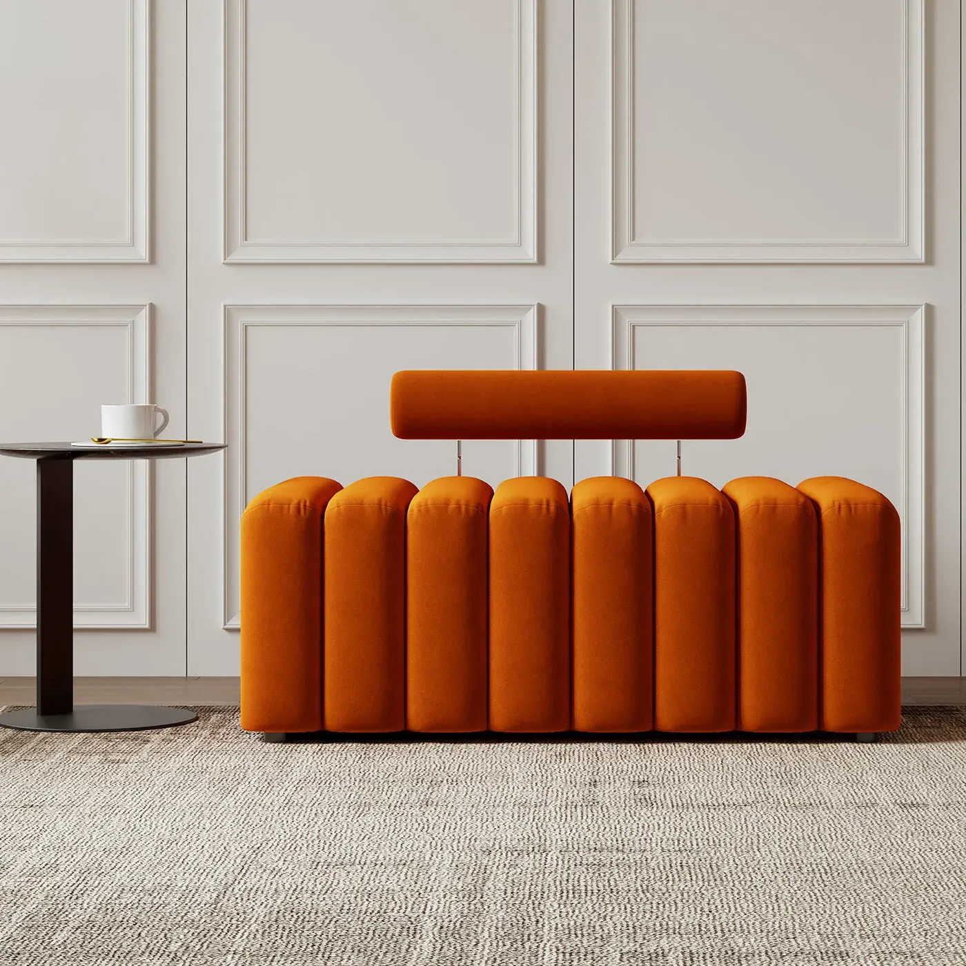 Kelly Small Tufted Bench with Adjustable Backrest - Orange image