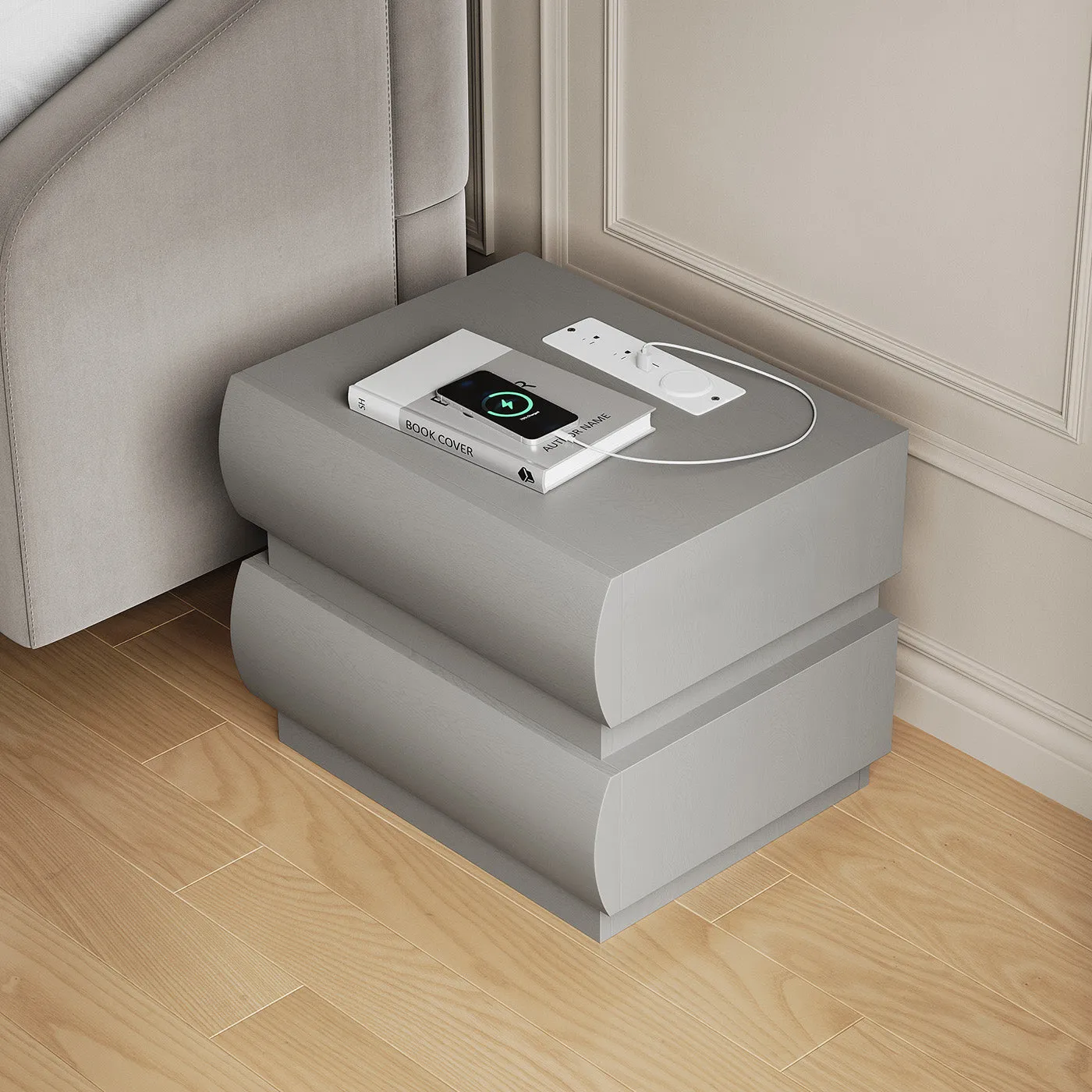 Kelly Smart Side Table with Power Strip and Drawers