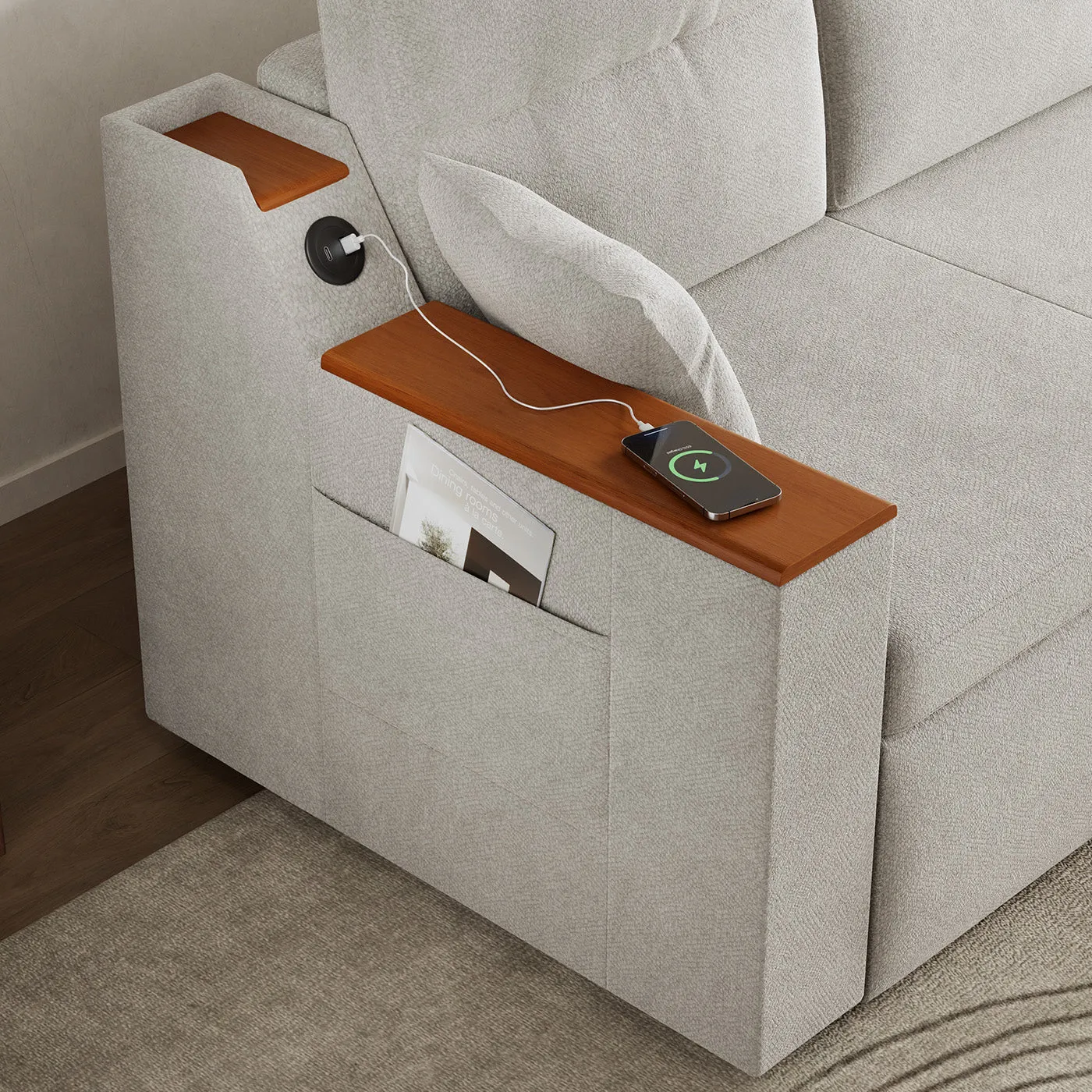 Miya 3-Seater Convertible Sofa Bed with Storage - Light Grey