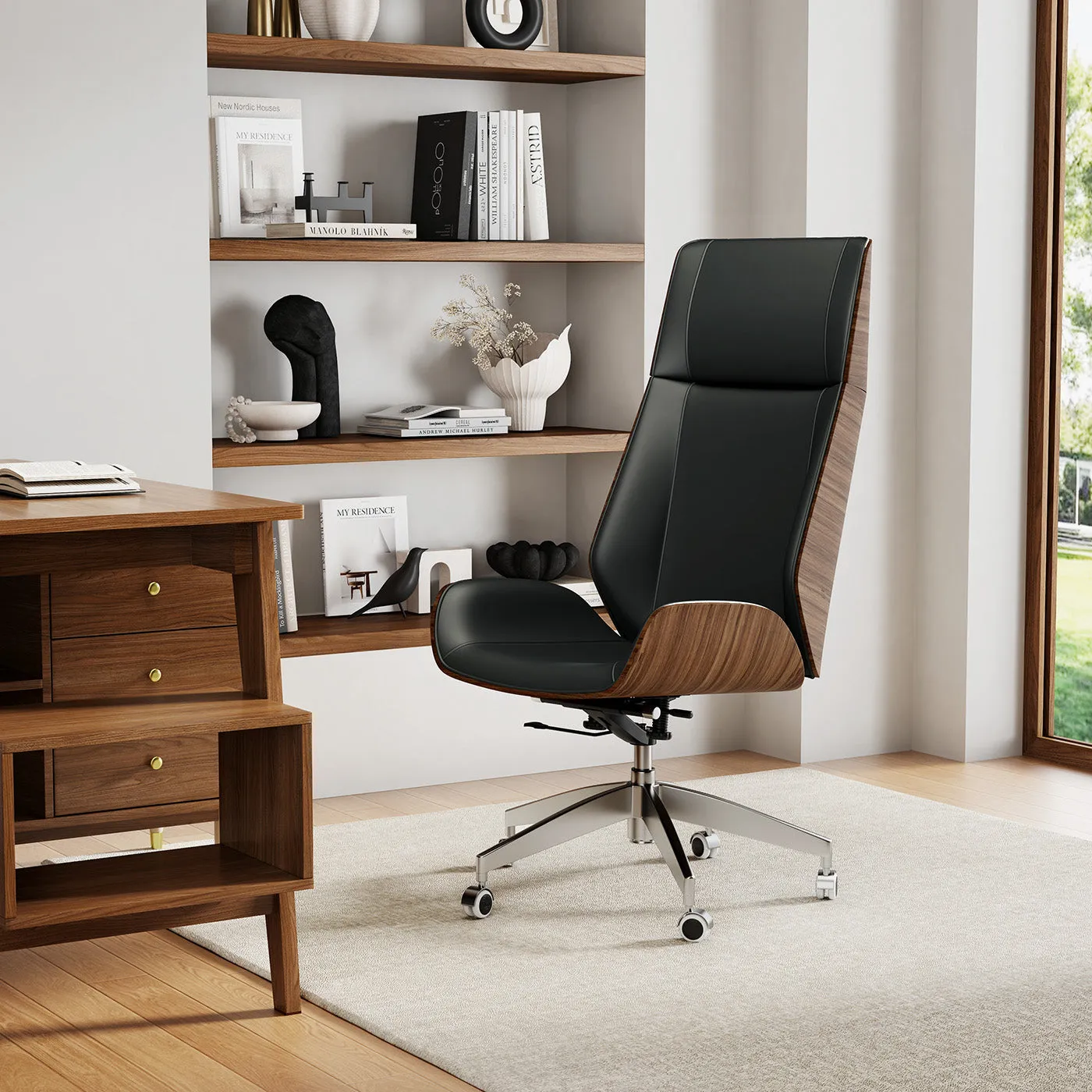 Miya Counter Height Swivel Office Chair - PU Leather