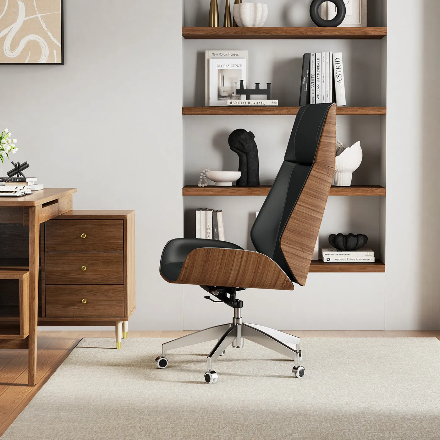 Miya Counter Height Swivel Office Chair - PU Leather