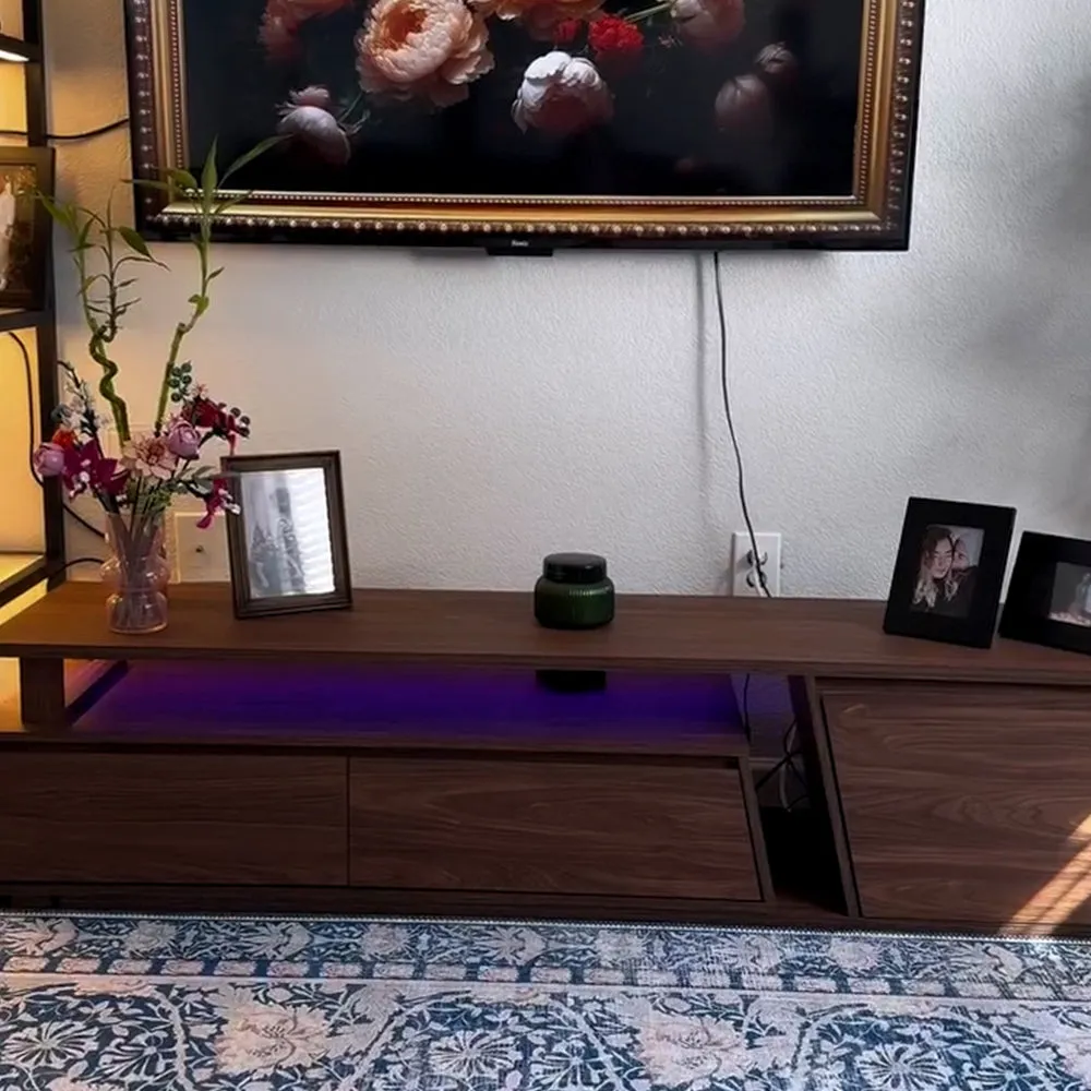 Miya Japandi Extendable TV Console with Storage - Walnut