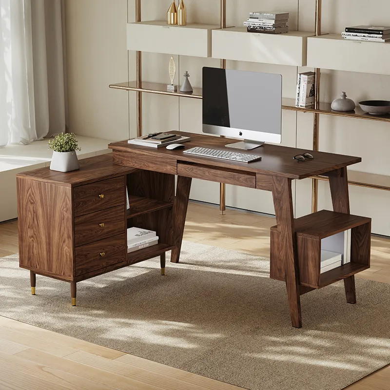 Miya Japandi Office Desk & Chair Set - Walnut