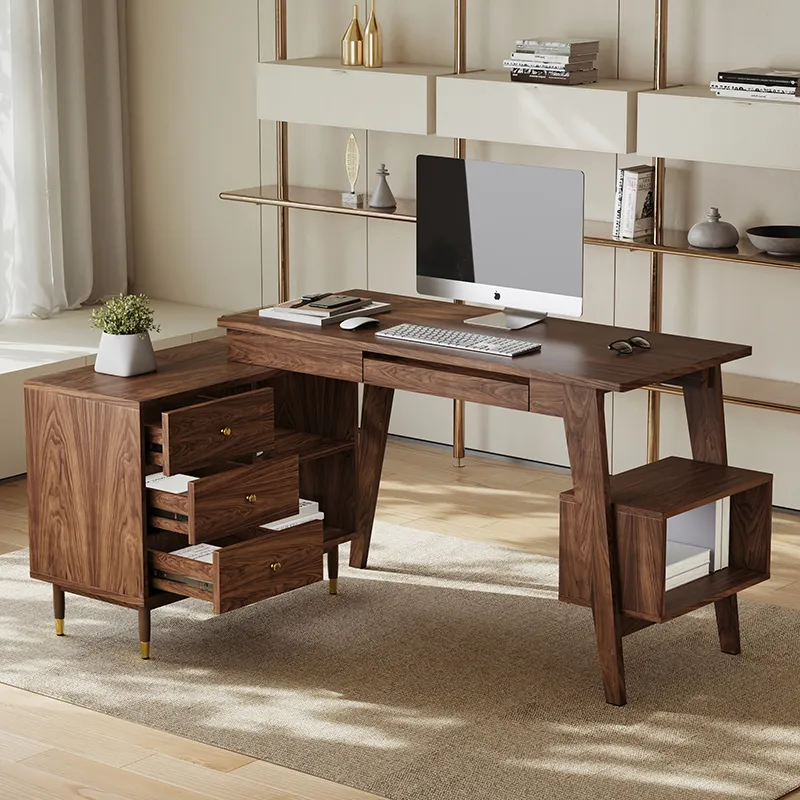 Miya Japandi Office Desk & Chair Set - Walnut