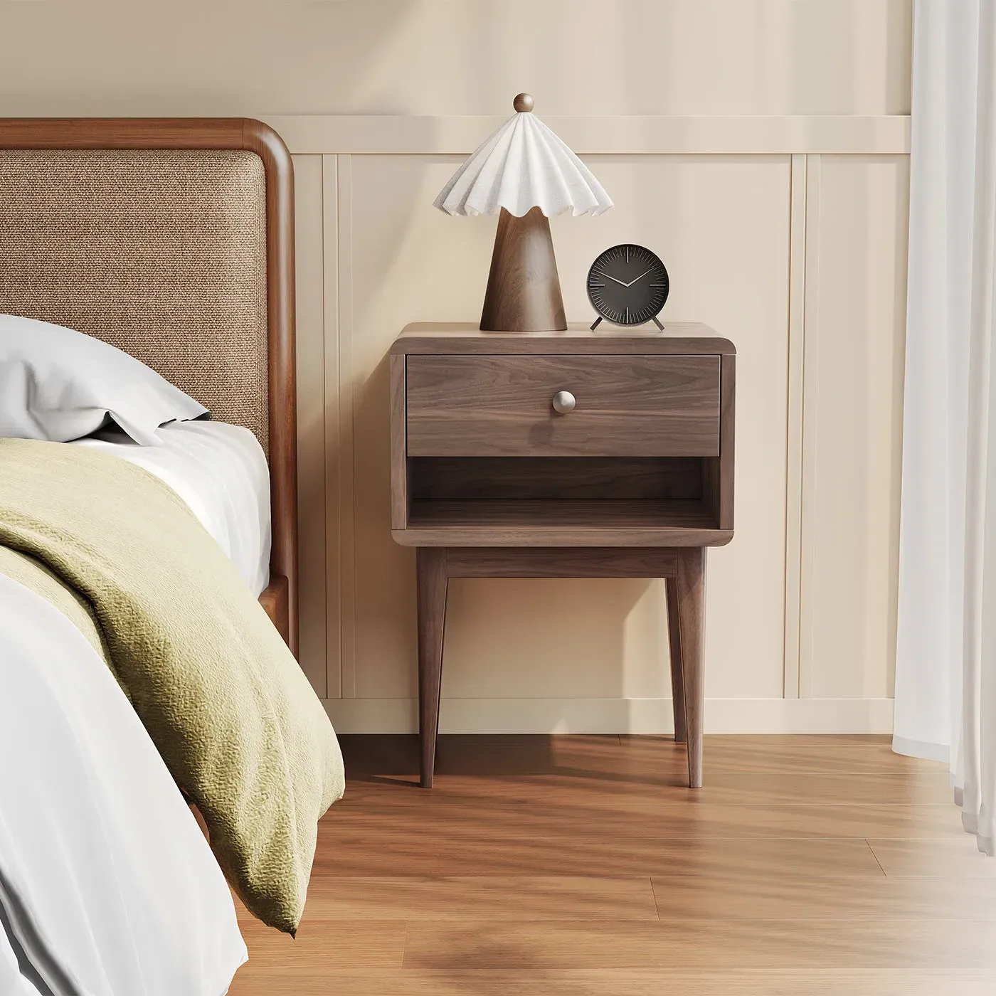 Miya Japandi Platform Bed Frame & 2 Nightstands Set - White