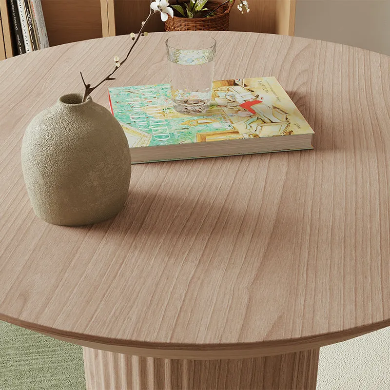 Miya Japandi Round Dining Table with Pedestal Base - Light Wood