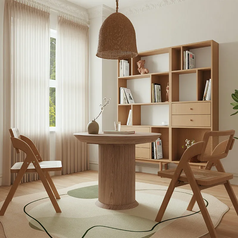 Miya Japandi Round Dining Table with Pedestal Base - Light Wood image