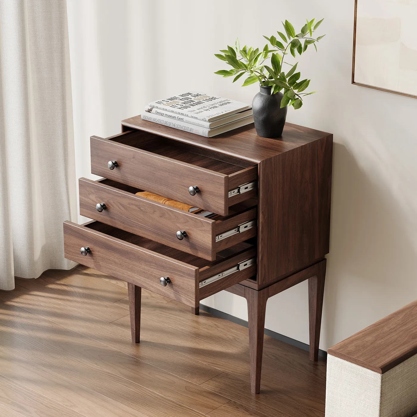 Miya Japandi Small Sideboard with Drawers - Walnut