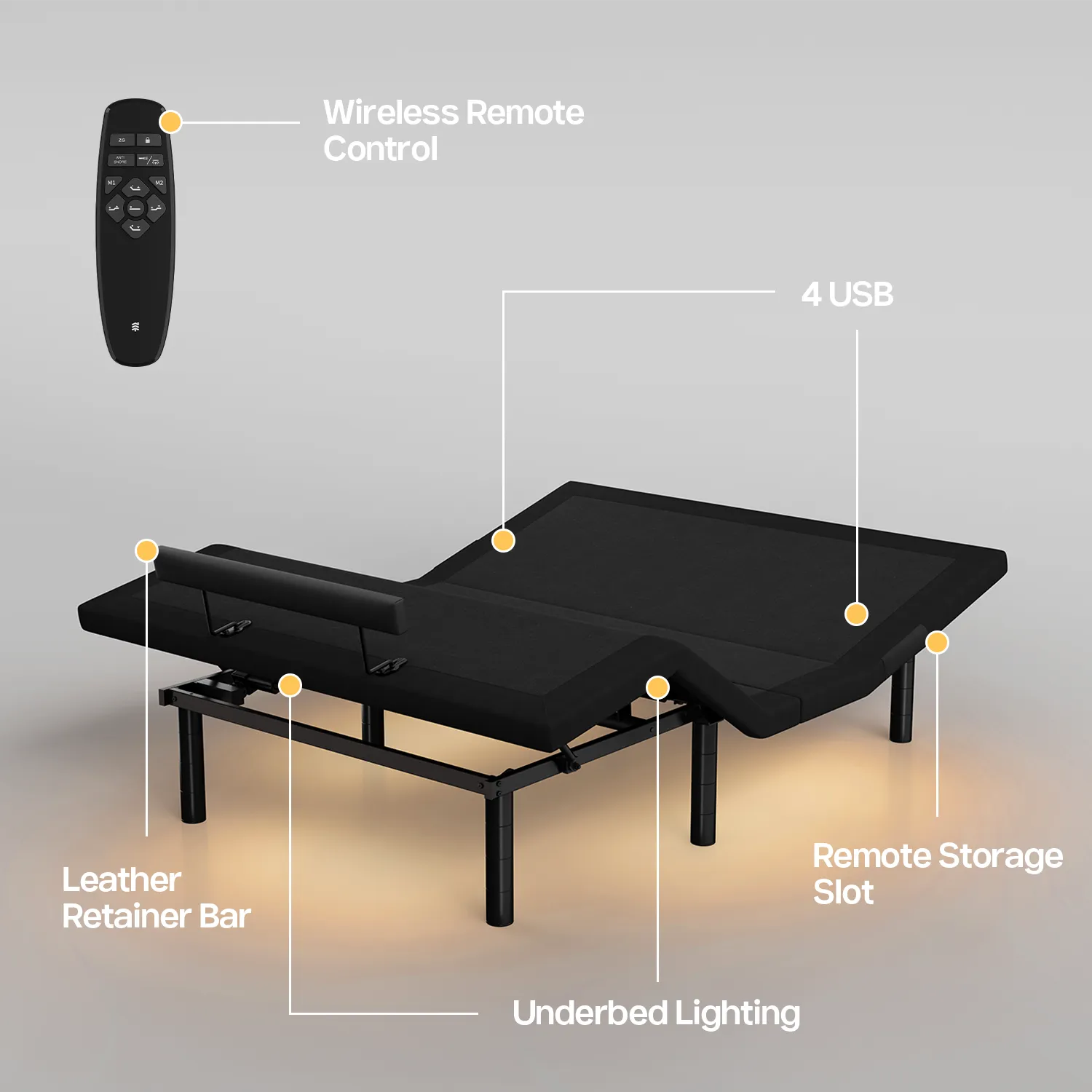 Serene+ Adjustable Base with Upholstered Frame