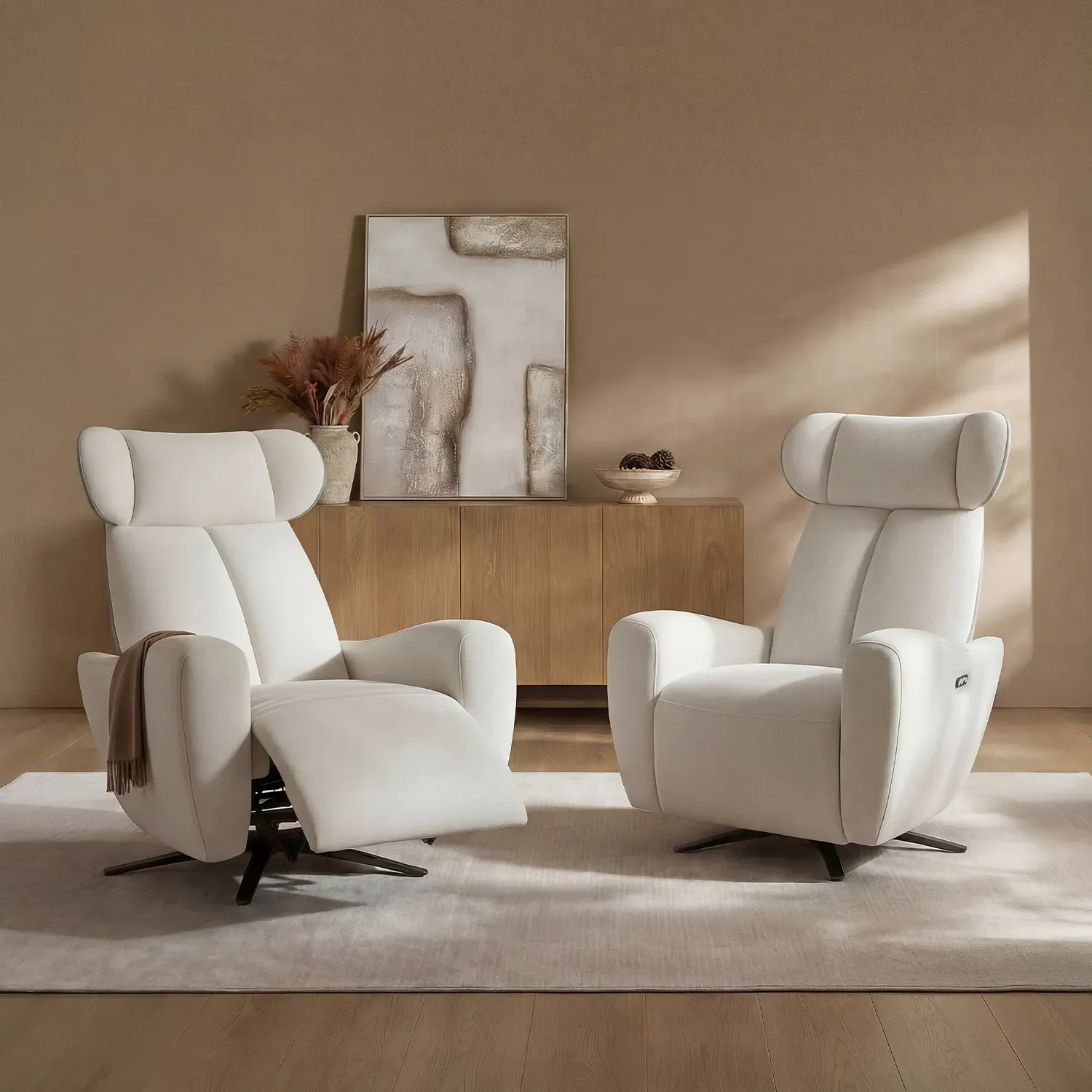 Single Power Zero Gravity Recliner Chair - White-Gray