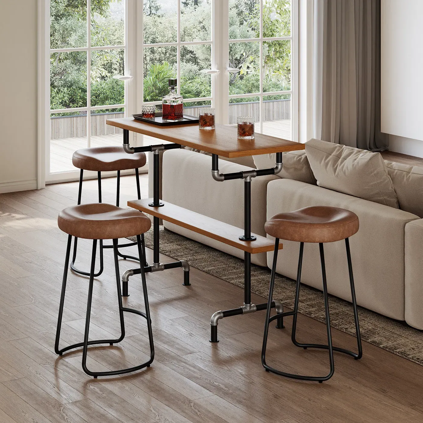 Smith Industrial Bar Stools Set of 2 - Black