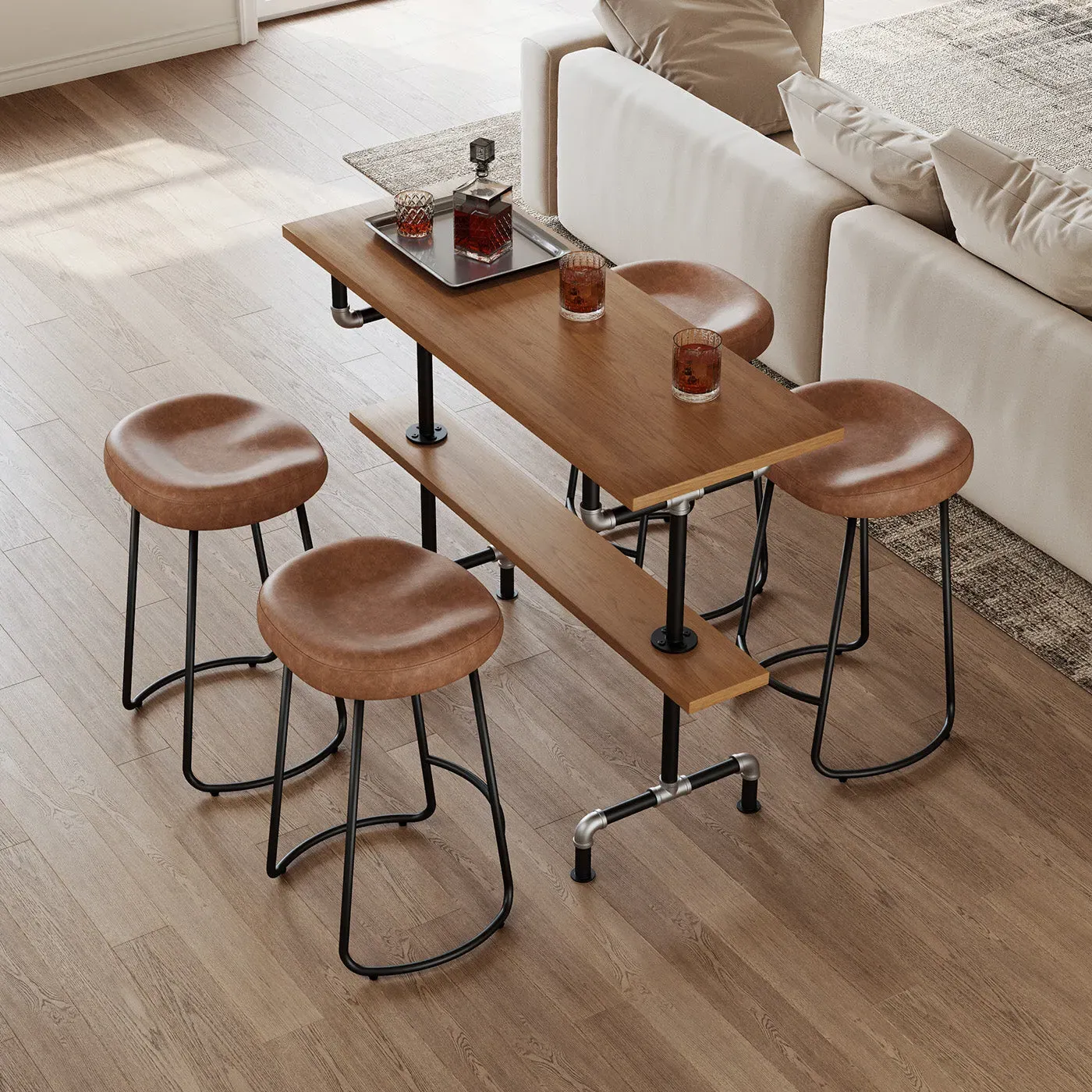 Smith Industrial Bar Stools Set of 2 - Black