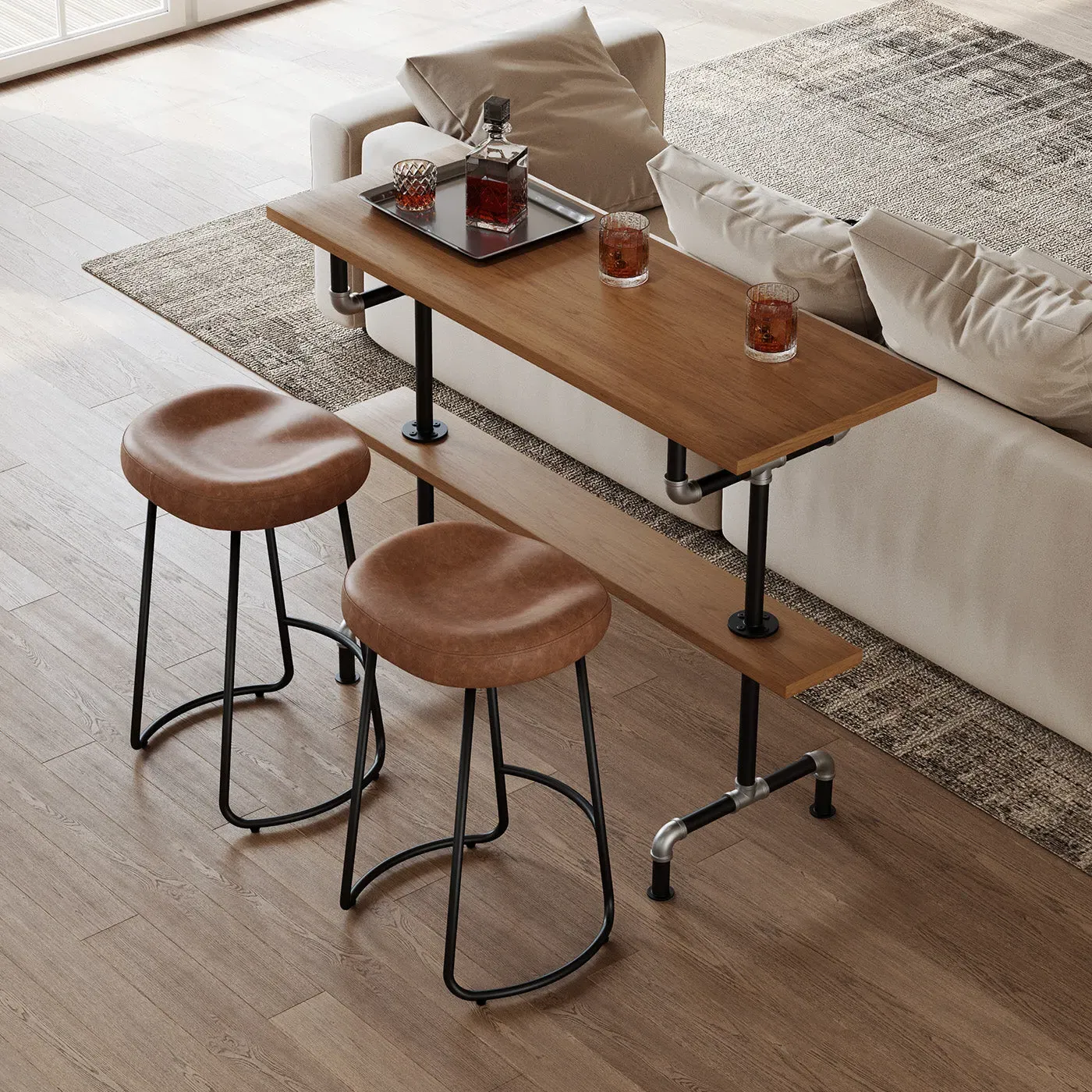 Smith Industrial Bar Stools Set of 2 - Black