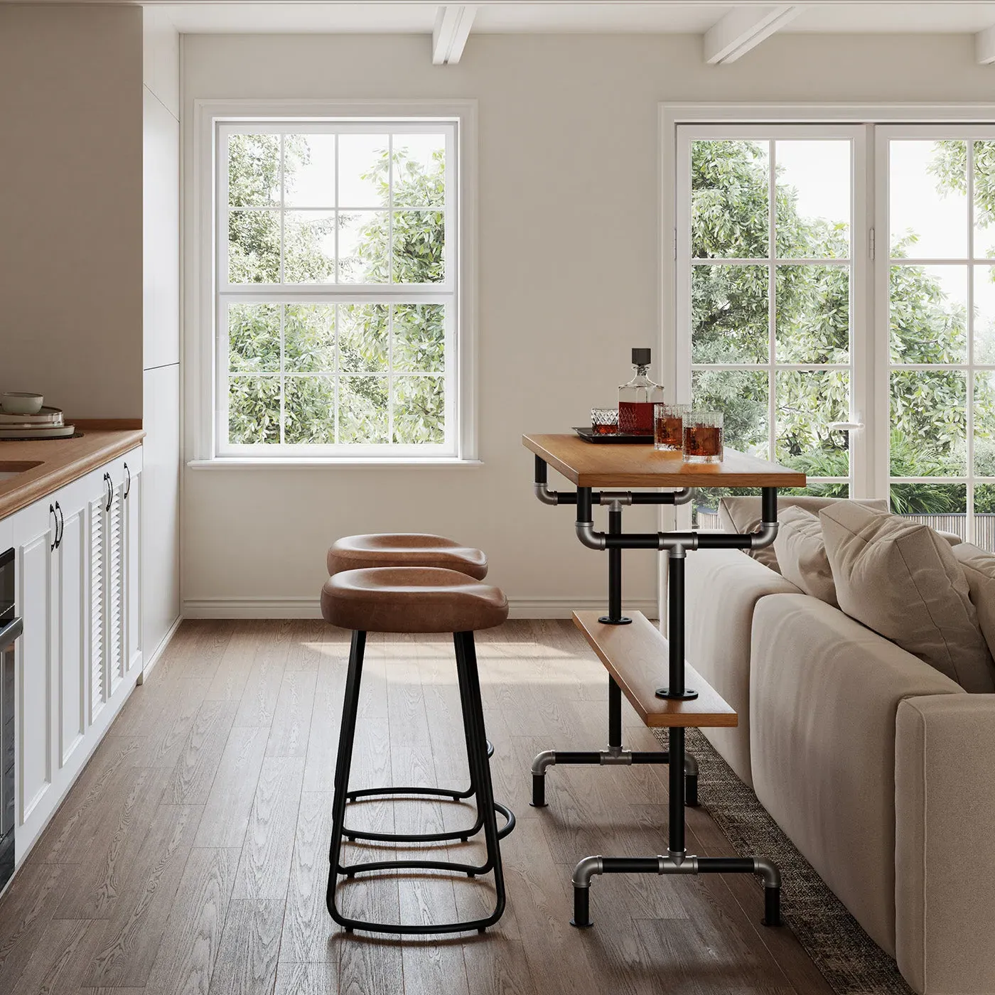 Smith Industrial Bar Stools Set of 2 - Black