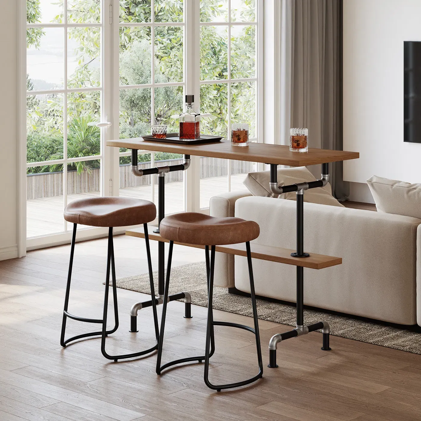 Smith Industrial Bar Stools Set of 2 - Black image