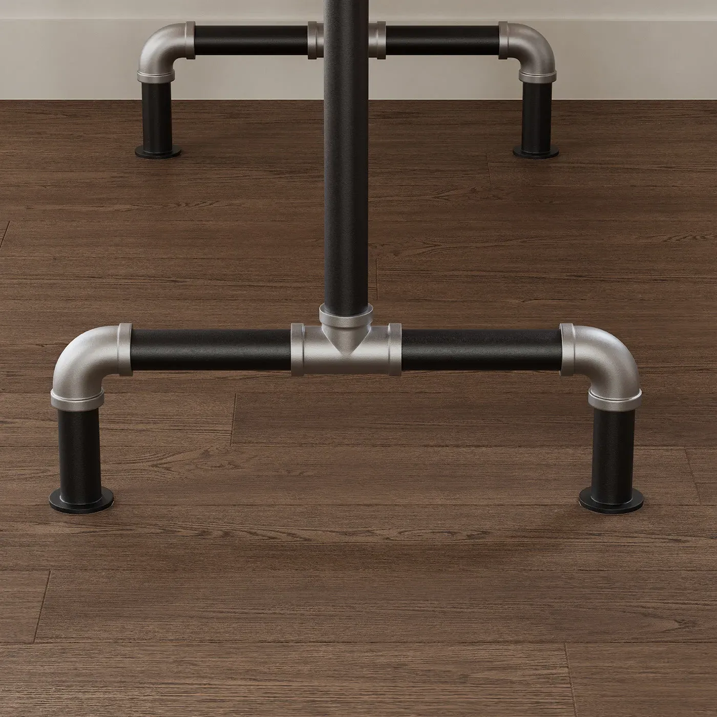 Smith Industrial Dining Set with 4 Chairs - Brown Wood