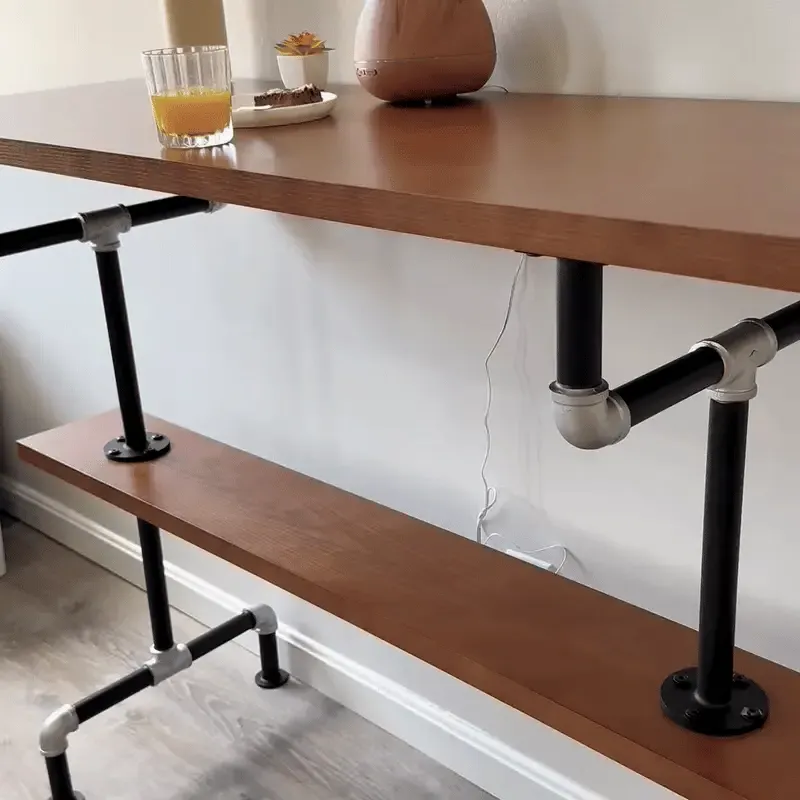 Smith Industrial Rectangular Bar Table - Brown Wood