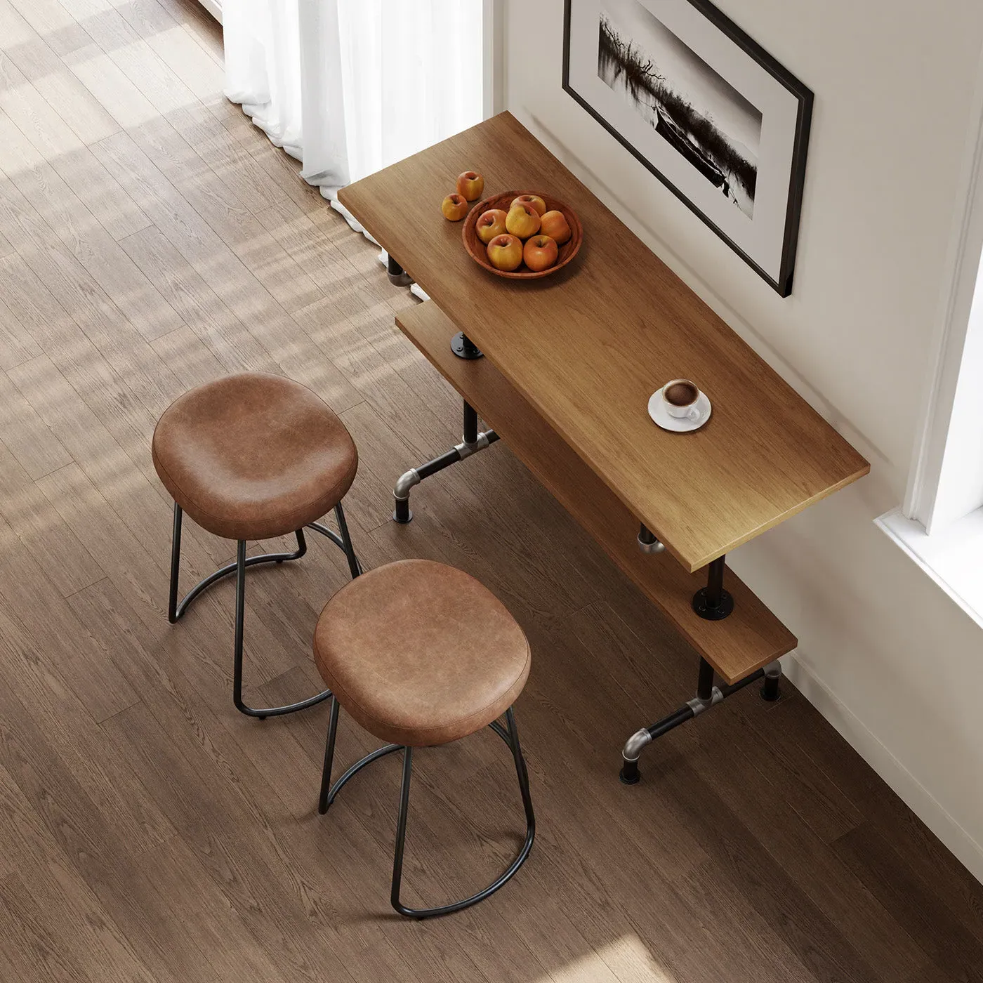 Smith Industrial Rectangular Bar Table - Brown Wood