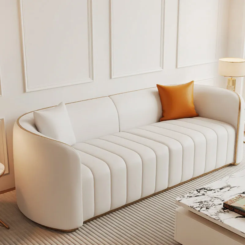 Sophie Common 3-Seater Leather Sofa with Gold Legs - Off White