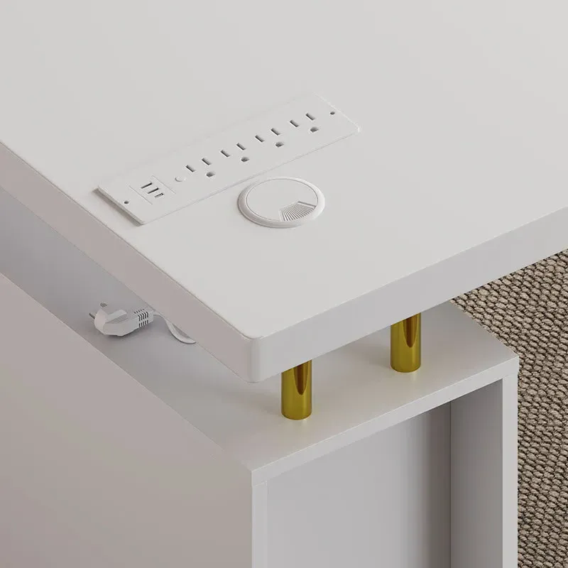 Sophie Common Office Desk & Chair Set - White Leather