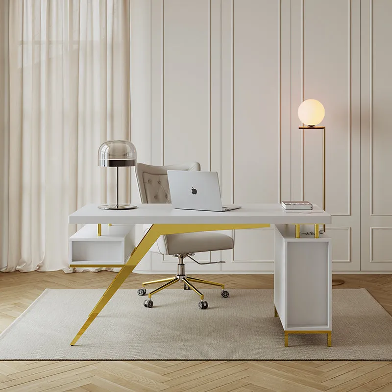 Sophie Common Office Desk with Charging Station - White