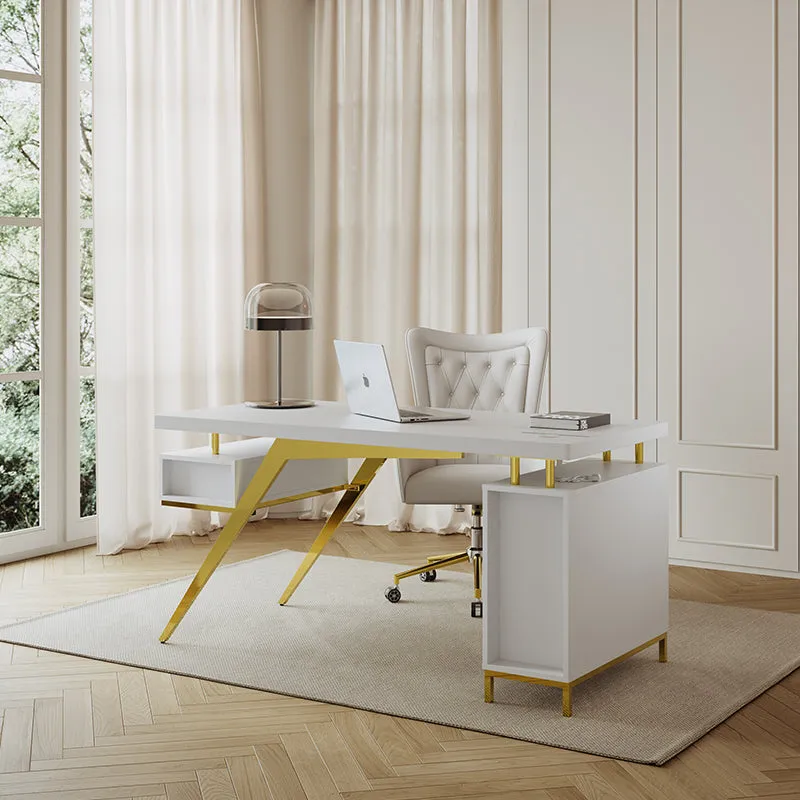 Sophie Common Office Desk with Charging Station - White