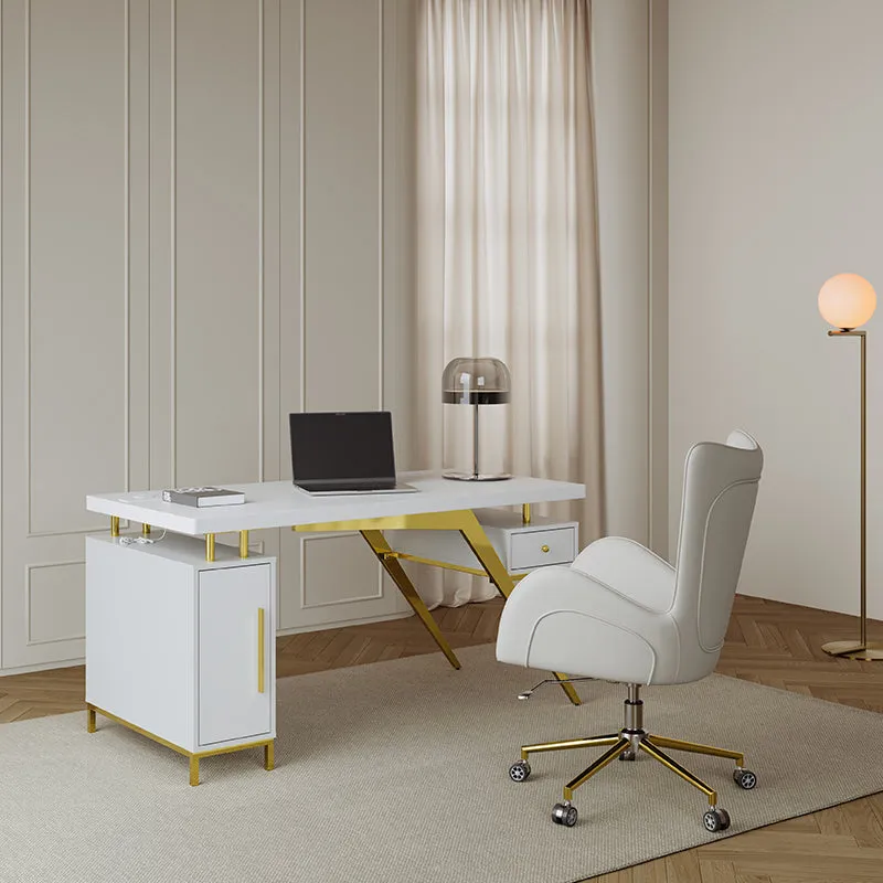 Sophie Common Office Desk with Charging Station - White image