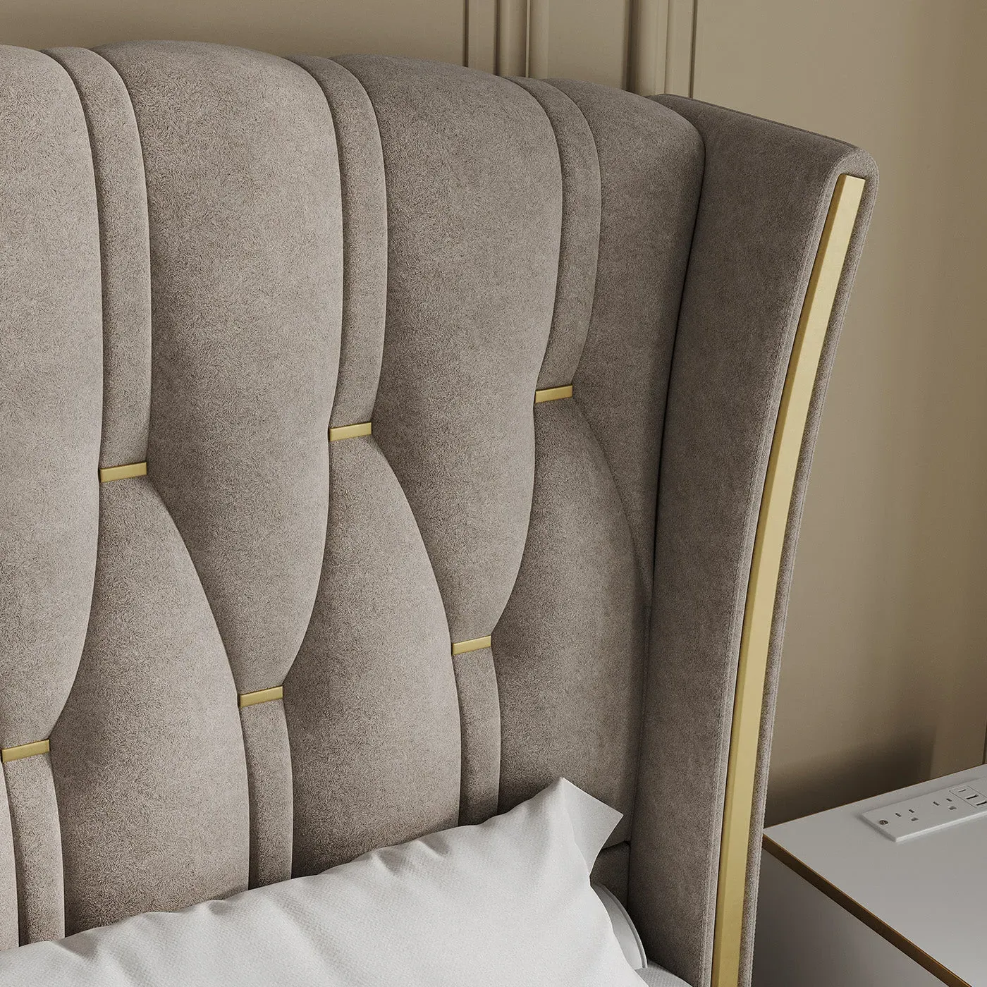 Sophie Common Queen Tufted Wingback Platform Bed - Grey