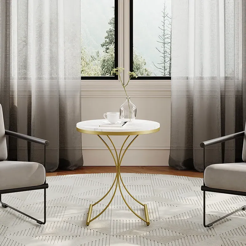 Sophie Common Small Side Table with X-Base - White, Marble image