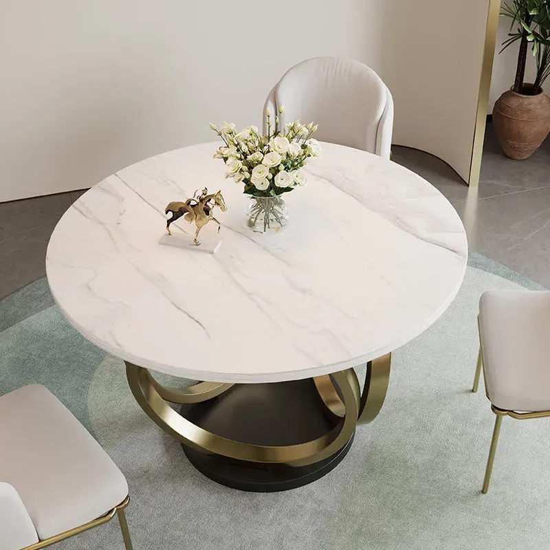 Sophie Small Round Dining Table with Metal Base - Marble