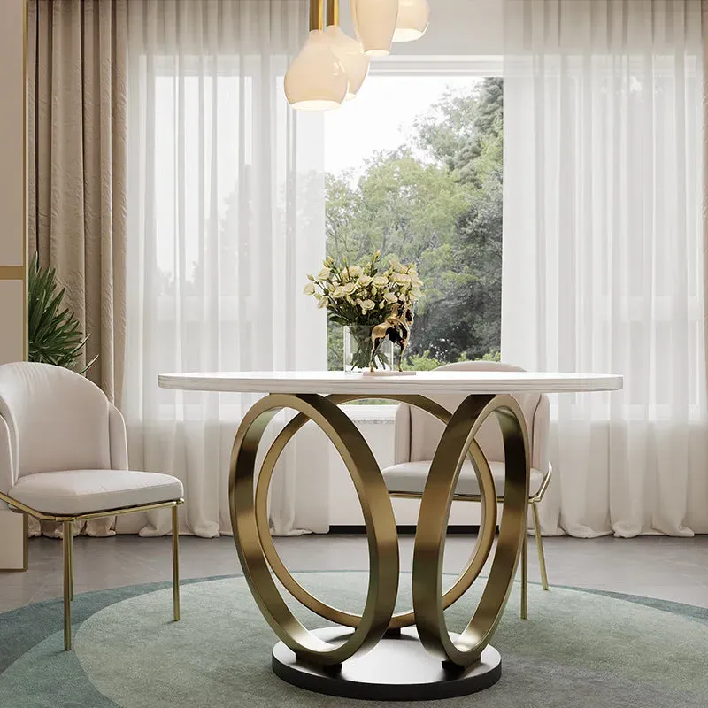 Sophie Small Round Dining Table with Metal Base - Marble