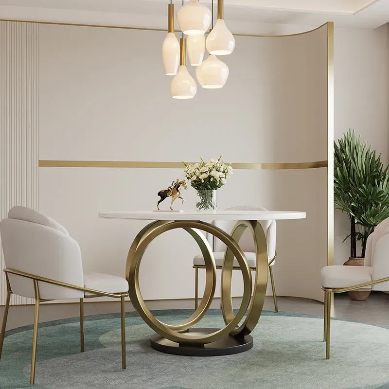 Sophie Small Round Dining Table with Metal Base - Marble