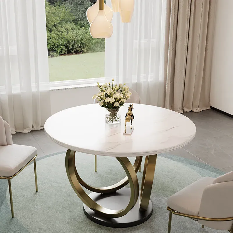 Sophie Small Round Dining Table with Metal Base - Marble image