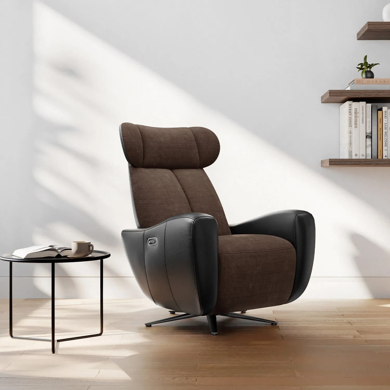 SwanSing Single-Seater Power Zero Gravity Recliner - Black-Brown