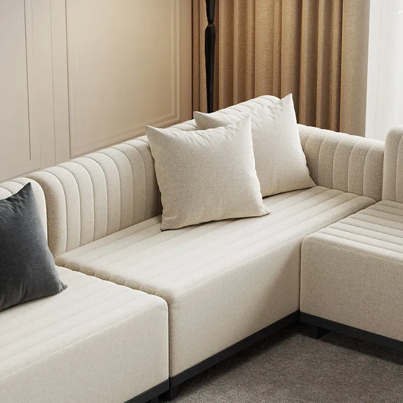 Thomas L-Shaped Sectional Sofa with Storage - Light Brown, Velvet