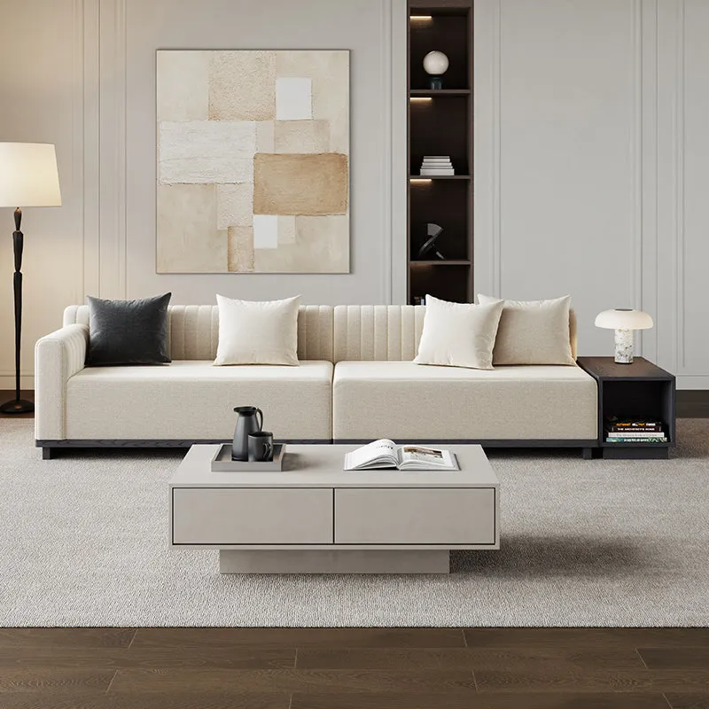 Thomas L-Shaped Sectional Sofa with Storage - Light Brown, Velvet