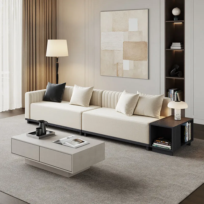 Thomas L-Shaped Sectional Sofa with Storage - Light Brown, Velvet